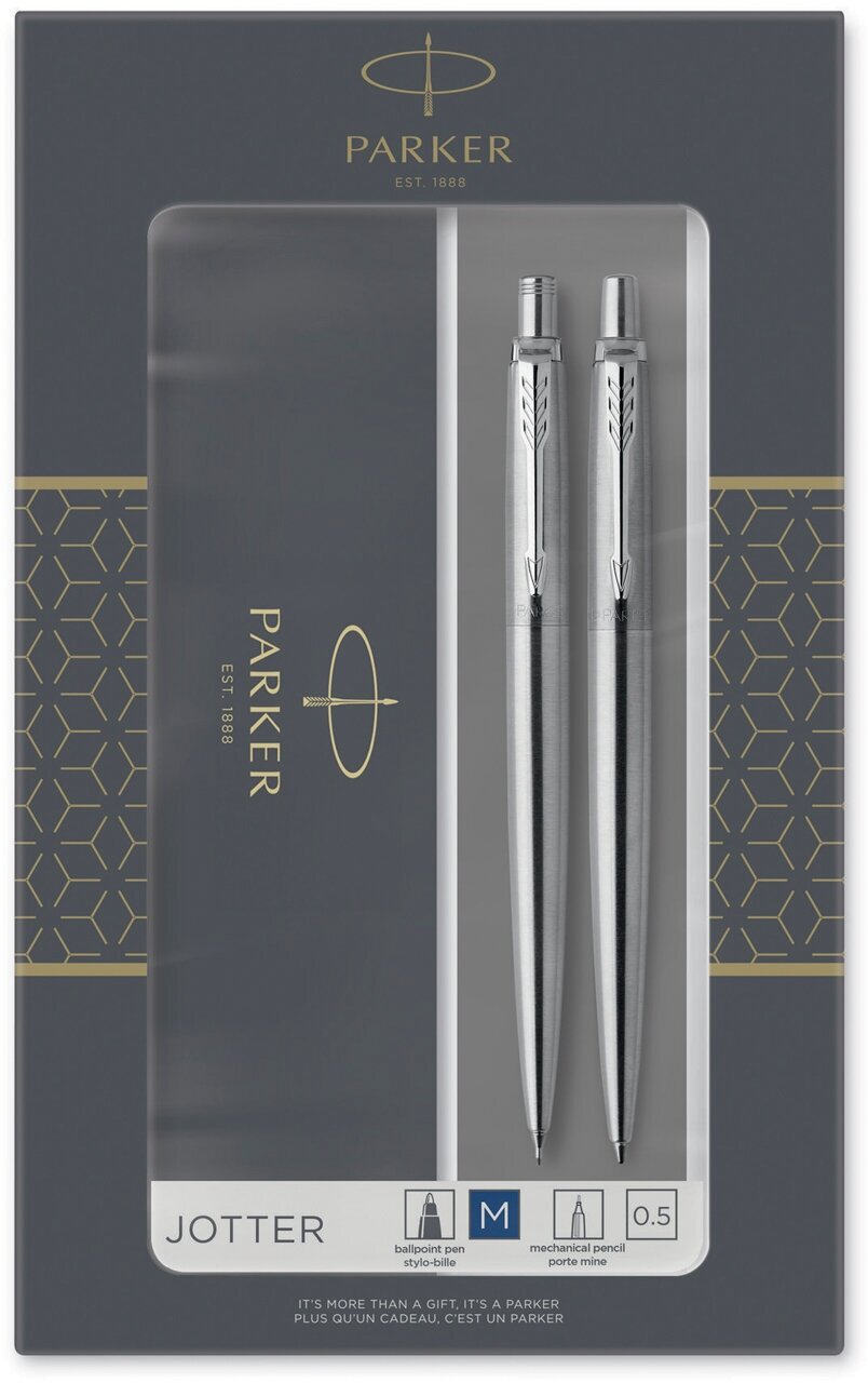 Подарочный набор Parker: Jotter Core Stainless Steel CT - ручка шариковая и карандаш 2093256