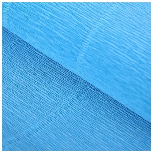 Бумага для упаковок и поделок, гофрированная, небесная, голубая, однотонная, двусторонняя, рулон 1 шт, 0,5 х 2,5 м