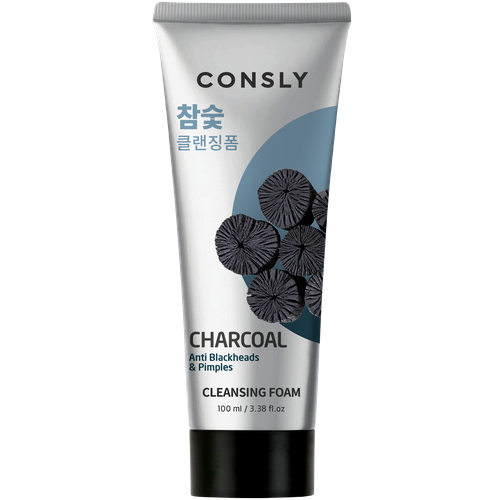 Consly пенка для умывания c древесным углем против черных точек Charcoal Anti Blackheads, 100 мл, 100 г кремовая пенка для умывания consly c древесным углем против черных точек 100 мл