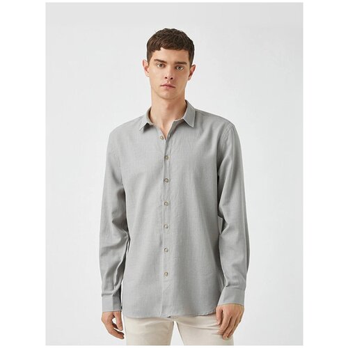 фото Рубашка с длинным рукавом koton men, 2yam61010bw, цвет: grey, размер: m