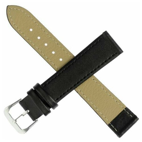 фото Ремешок для часов, 18 мм, длина 20 см, натуральная кожа, черный (1 шт.) promarket