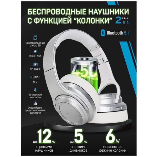 Беспроводные наушники CROWN MICRO CMBH-5050 Silver