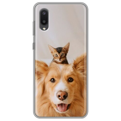 Дизайнерский силиконовый чехол для Самсунг Галакси А02 / Samsung Galaxy A02 Собака и котенок