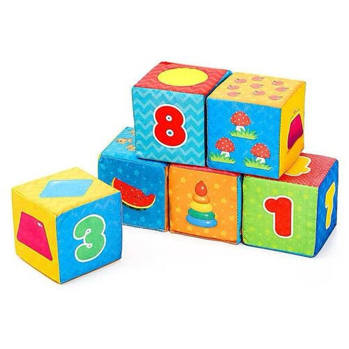 Игрушка мягконабивная, мягкие кубики для малышей ZABIAKA Обучающие, 8 см, 6 шт. игрушка мягконабивная кубики обучающие 8 × 8 см 6 шт цифры предметы