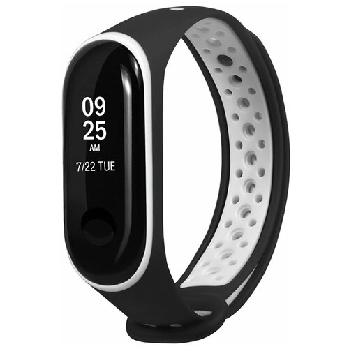 YOHO Ремешок спортивный для Xiaomi Mi Band 3/4. Черный с белым YRS2XMIB3BW