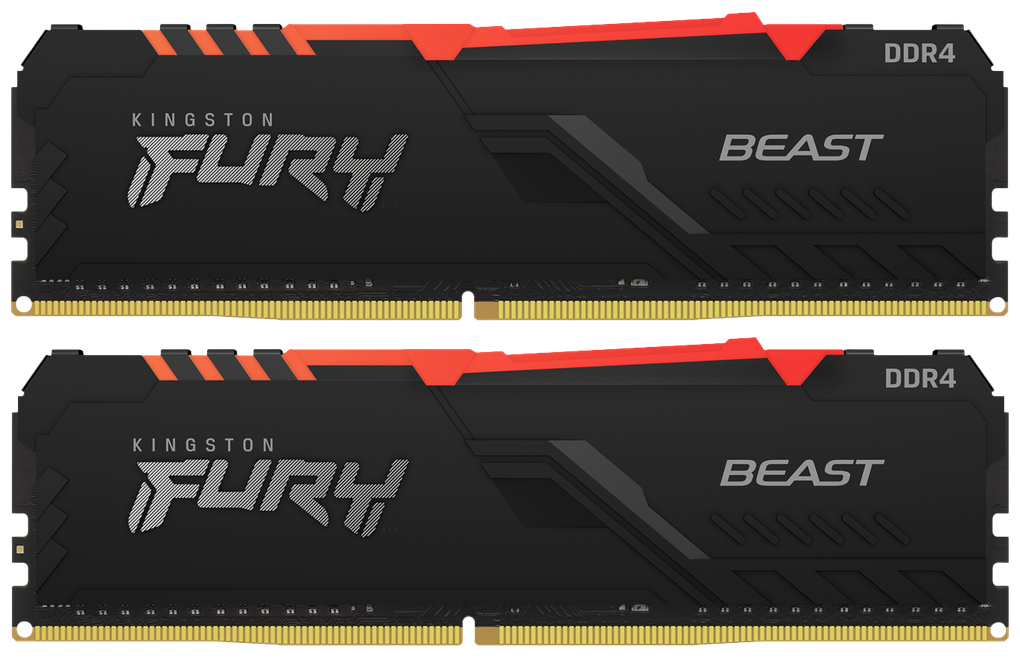 Модуль памяти DIMM 32Gb 2х16Gb DDR4 PC25600 3200MHz Kingston Fury Beast RGB Black (KF432C16BBAK2/32)