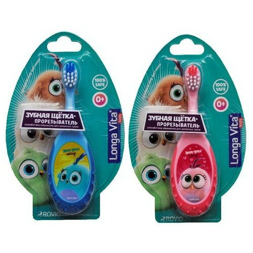 Купить Зубная щетка-прорезыватель Longa Vita Angry Birds Hatchlings детская 0+ T-1055-НТМ, Зубные щетки