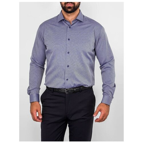 фото Рубашка мужская длинный рукав greg 323/139/092/z/1, полуприталенный силуэт / regular fit, цвет серый, рост 174-184, размер ворота 38