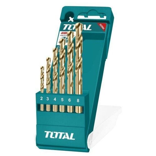 Набор сверл Total, по металлу, 2-8мм, 6шт, для дрели набор сверл total tacsd70131 13 шт