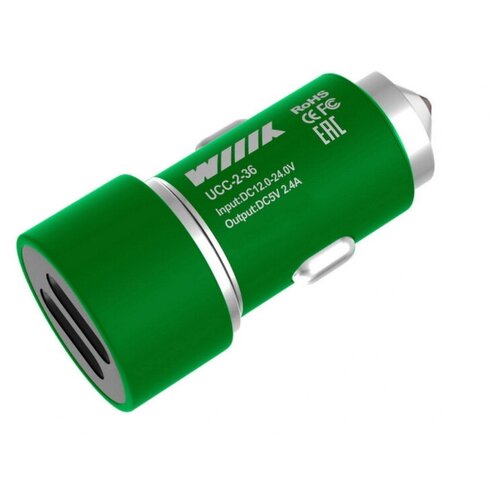 фото Зарядное устройство wiiix 2xusb 2.4a green ucc-2-36