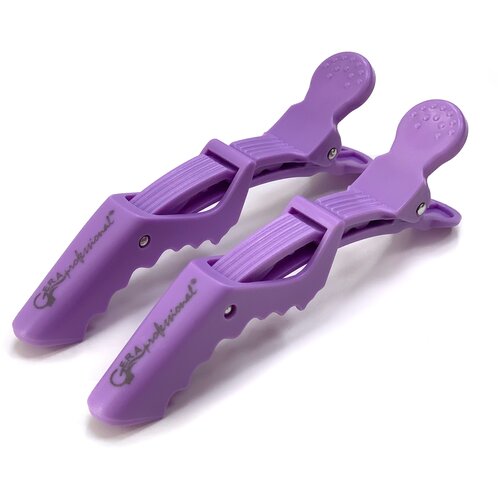 Gera Professional, Зажим для волос Крокодил, цвет фиолетовый, 2шт/уп