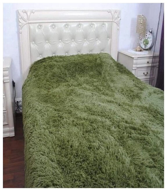 фото Плед покрывало меховой двухсторонний "Травка" олива