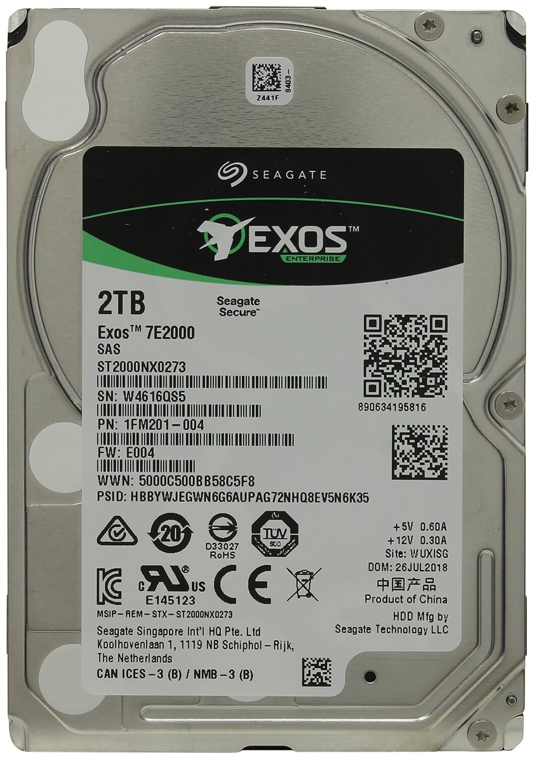 Жесткий диск Seagate 2TB 7.2K 12G 2.5 512E SAS HDD 1fm201-002 [ST2000NX0273] ST2000NX0273