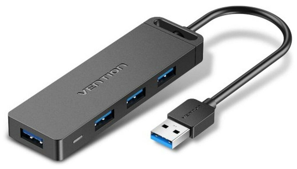 Концентратор Vention OTG USB 3.0 на 4 порта Черный - 0.15м.