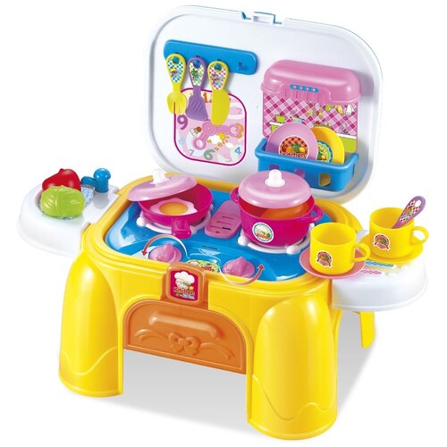 Детский игровой набор кухня с игрушечной посудой