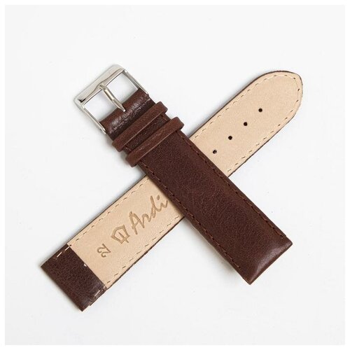 фото Ремешок для часов, мужской, 22 мм, натуральная кожа, тёмно-коричневый brand no name
