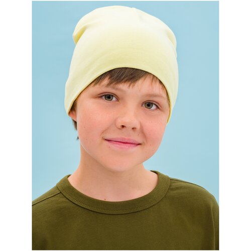 фото Шапка детская bro hats, трикотажная двойная, one size, желтый