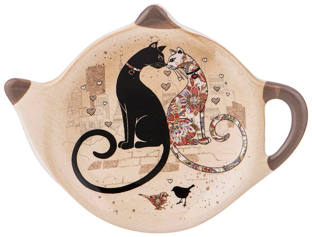 фото Подставка под чайные пакетики парижские коты 12 см Agness (358-1738)