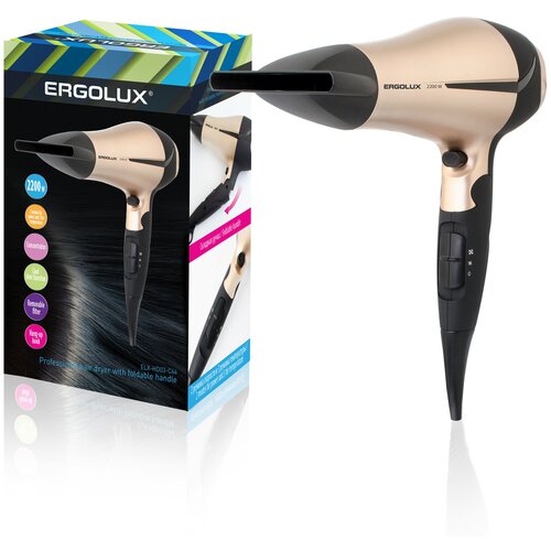 ERGOLUX ELX-HD03-C64 черныйзолото фен со складной ручкой 2200Вт 220-240В 1 шт 142700₽