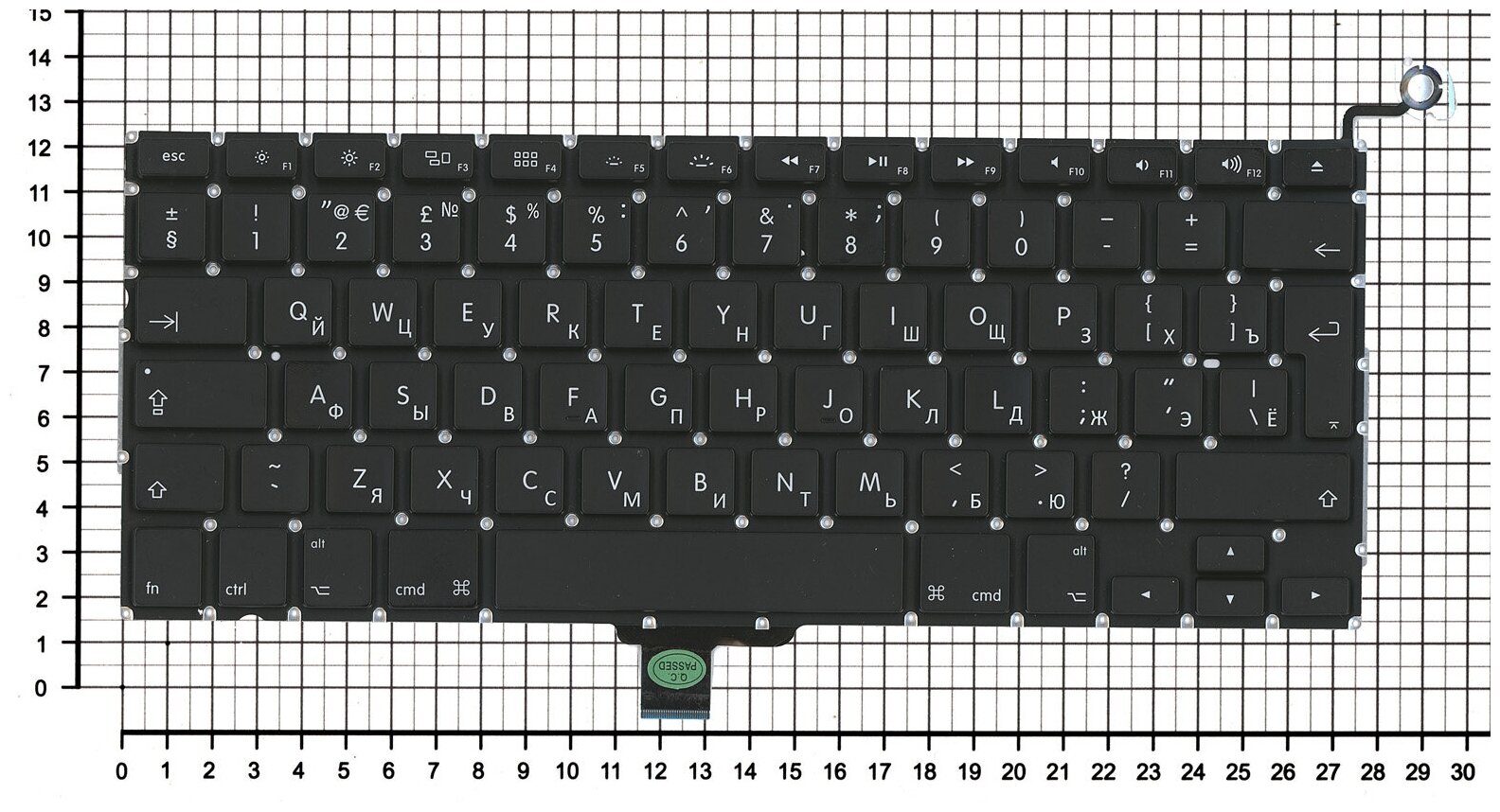 Клавиатура для ноутбука Apple MacBook Pro 13 MC374 2010 большой ENTER Русская Чёрная