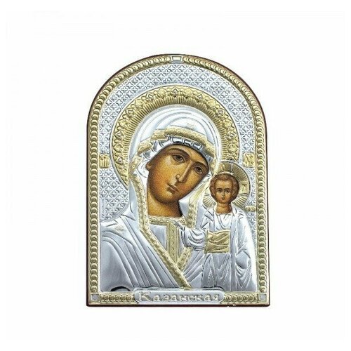 Икона Божией Матери Казанская 84120, 8х11 см, цвет: серебристый