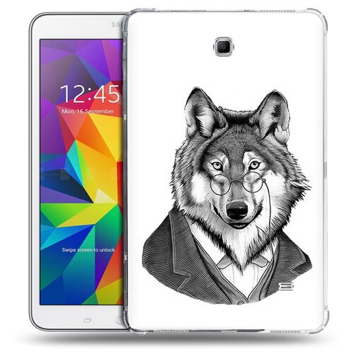 Чехол задняя-панель-накладка-бампер MyPads волк в пиджаке для Samsung Galaxy Tab 4 8.0 SM-T330/T331/T335 противоударный