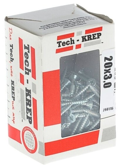 Саморез Tech-Krep 3х20 мм, универсальный, оцинкованный, потайная головка, 200 шт - фотография № 6