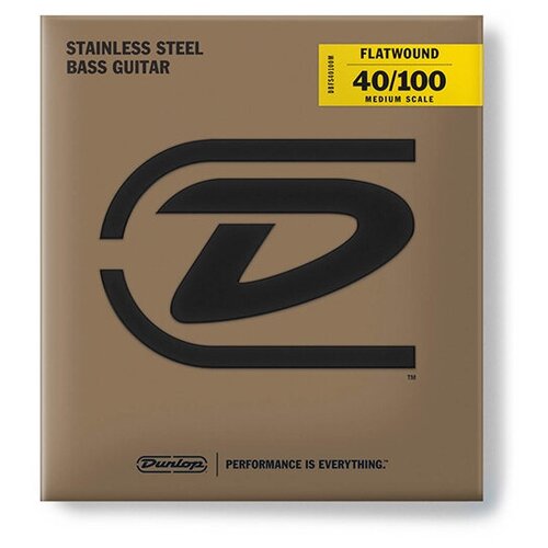 Dunlop DBFS40100M Flatwound Medium Scale (40-100) струны для бас-гитары, сталь