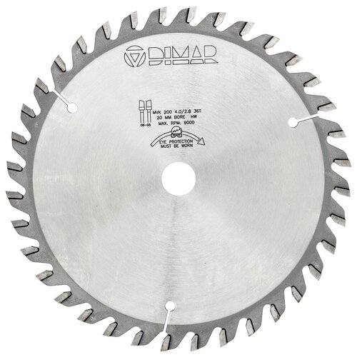 Пильный диск Dimar (Димар) 90602503 подрезная пильный центр D200x20x4,0-5,0 Z36 двойной ресурс