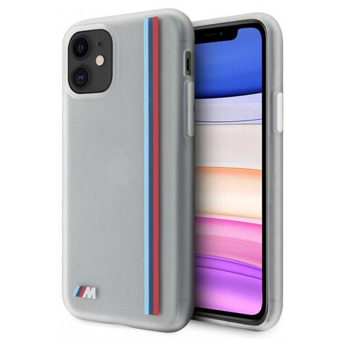 фото Чехол cg mobile bmw m-collection translucent silicone vert stripe hard для iphone 11, цвет белый (bmhcn61trvtwh)