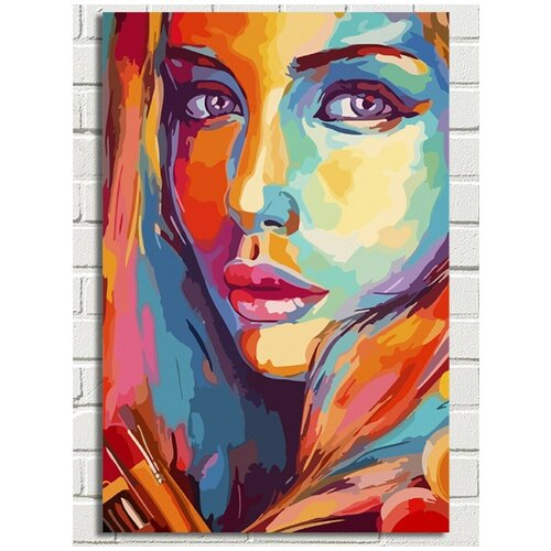 Картина по номерам на холсте Красочная девушка (Абстракция, поп арт) - 9044 В 60x40