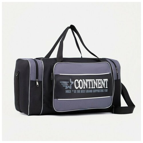 фото Сумка спортивная на молнии, 3 наружных кармана, цвет чёрный/серый recom