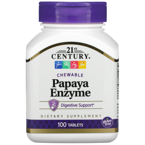 Пищевые добавки 21st Century Health Care Ферменты папайи (Papaya Enzyme) 100 жевательных таблеток