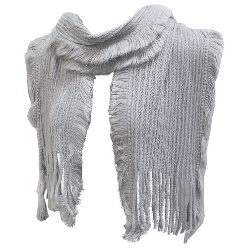 Шарф Crystel Eden,180х20 см, серый шарф с бахромой белый синий