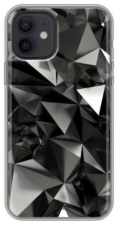 Дизайнерский силиконовый чехол для Айфон 12 Про / Iphone 12 Pro Черные кристаллы