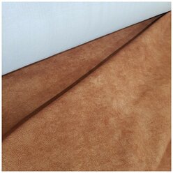 Ткань мебельная Микровелюр однотонный, цвет: Рыжий, отрез - 1 м (56-2) (Ткань для шитья, для мебели)