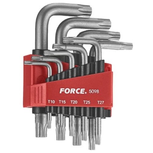 Наборы ключей FORCE Набор ключей Г-образных TORX Т10-Т50 9пр FORCE 5098 набор ключей rock force torx г образных с отверстием 15предметов
