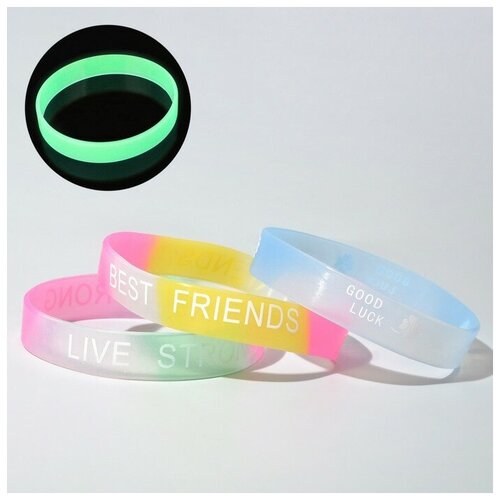 фото Силиконовый браслет "светоотражающий" настроение, набор 3 шт, цвет микс бренд ко