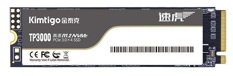 SSD диск M.2 Kimtigo 1.0Tb TP-3000 Series (PCI-E 3.0 x4, up to 2100/1800MBs, 3D TLC, NVMe, 320TBW, 22х80mm)