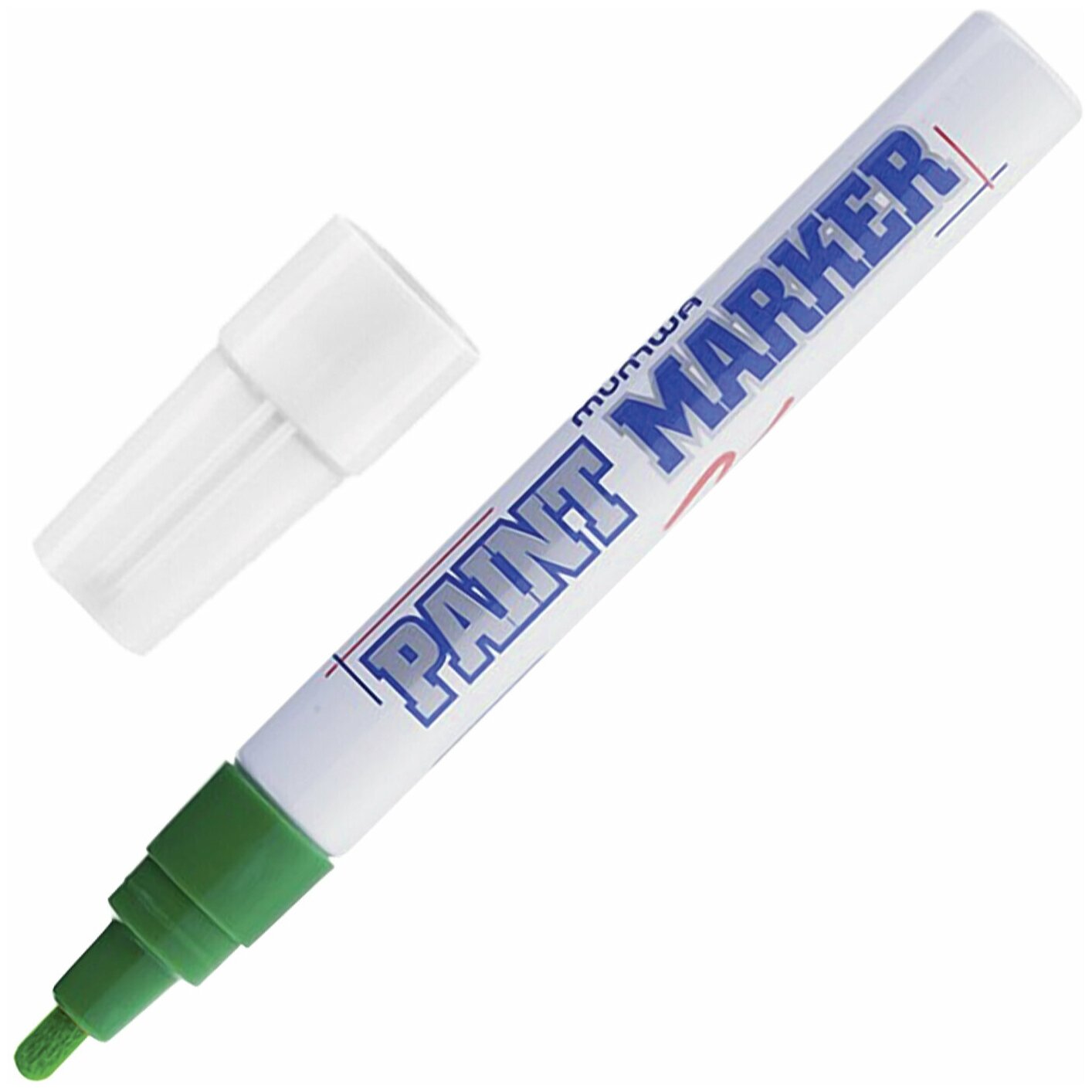 Маркер-краска лаковый (paint marker) MUNHWA 4 мм зеленый нитро-основа алюминиевый корпус PM-04 - 1 шт.