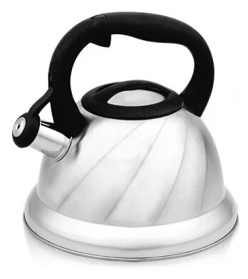 LARA Чайник со свистком LR00-55 2.7 л, серебристый/черный - фотография № 1