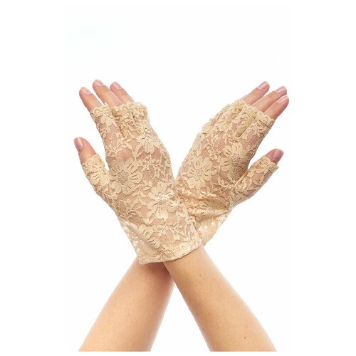 фото Перчатки кружевные, короткие, размер 6-8, длина 17 см. (цв: бежевый ) артэ