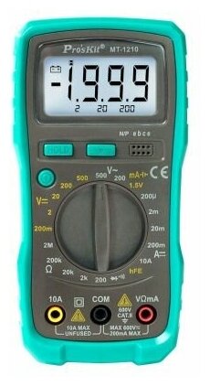 Мультиметр цифровой портативный Pro'skit MT-1210 (ручной выбор, прозвонка, подсветка)