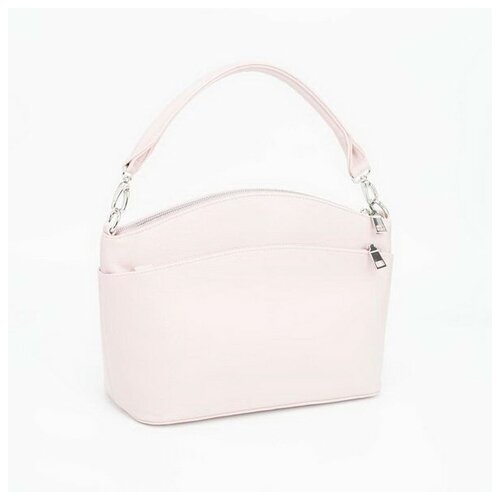 фото Кросс-боди медведково 3 отдела на молниях, наружный карман, регулируемый ремень, розовая