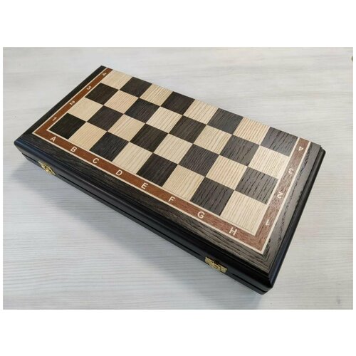 Шахматная доска без фигур складная из шпона мореного дуба эксклюзивная 45 см