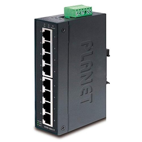 planet ip30 slim type 8 port industrial manageable gigabit ethernet switch 40 to 75 degree c Коммутатор Planet (ISW-801T) IP30