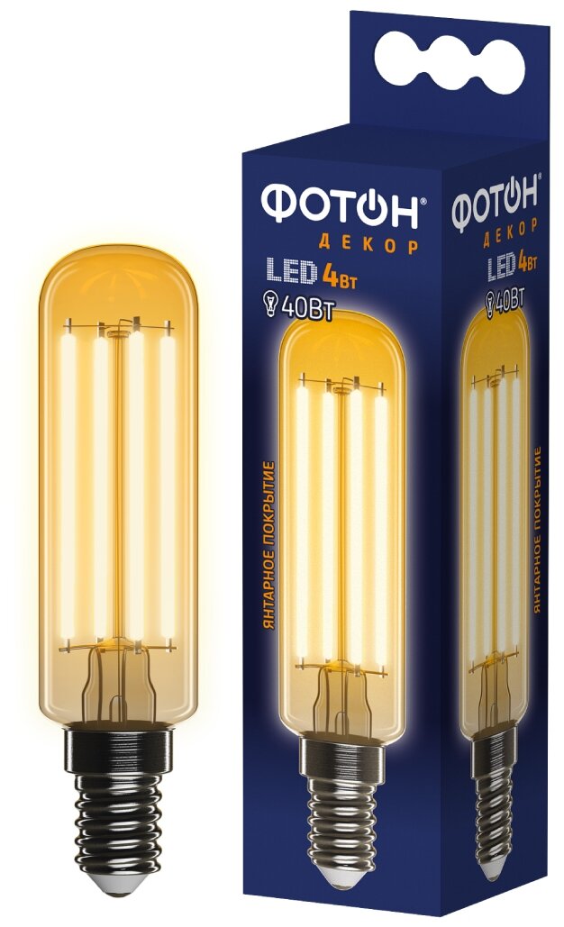 Фотон Лампа светодиодная филаментная LED FL T25 4W E14 2200К, серия декор 23936 - фотография № 2