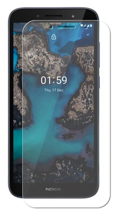 Защитное стекло на Nokia C01 Plus / Нокиа С01 Плюс (Гибридное - пленка + стекловолокно) на Экран прозрачное полноклеевое тонкое Brozo Hybrid Glass