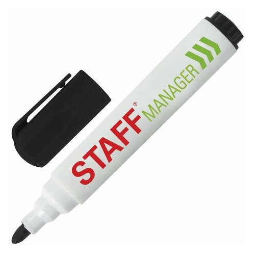 Маркер стираемый для белой доски черный STAFF Manager WBM-491 5 мм с клипом, 24 шт staff маркер для доски manager синий 1 шт