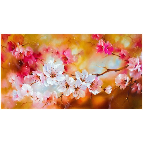 Фотообои Уютная стена Цветение вишни 510х270 см Виниловые Бесшовные (единым полотном)